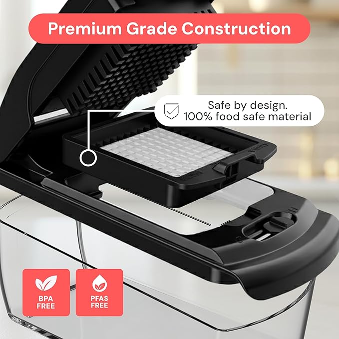 Fullstar Vegetable Chopper & Mandoline Slicer for Kitchen - Food Chopper with Container, Cheese Grater, Home Essentials & Kitchen Gadgets (8 in 1, Black)