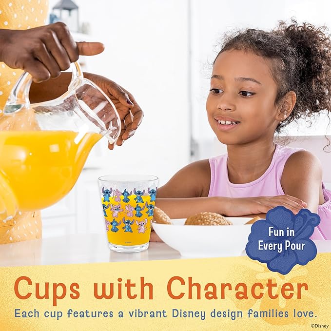 Disney Reusable Plastic Cups – 4 Pack 16 oz Plastic Drinking Glasses with Mickey, Stitch, Pooh, or Disney100 Designs – BPA-Free, Stackable, Top Rack Dishwasher Safe Tumblers for Water, Juice & More