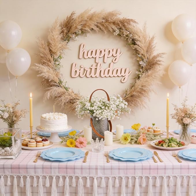 COLOSUS 60Pcs Blue Plastic Plates, Light Baby Blue Party Plates, Heavy Duty 30 Dinner plate 10.5” and 30 Salad/Dessert Plate 8.25” for Easter day, Party,Dinner