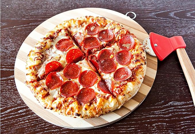 Funny & Cool Axe Pizza Cutter - Unique Men Dad Tool With Steel Сircular Saw, Plastic Cover for Wheel Blade Knife & Bamboo Handle - Cute Kitchen Gadgets Nonstick Stuff Slicer Accessories