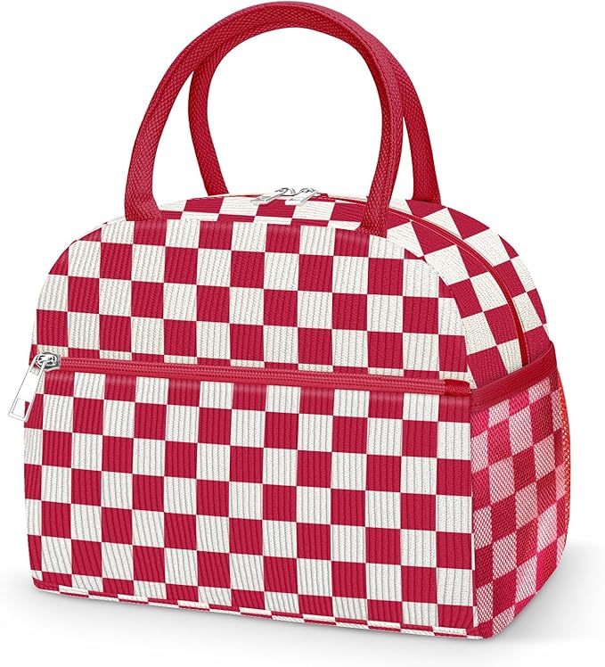 DALINDA Corduroy Lunch Box for Women,Insulated Lunch Bag Cute Cooler Tote Bag,Reusable 11L Large Capacity for Work Camping Picnic