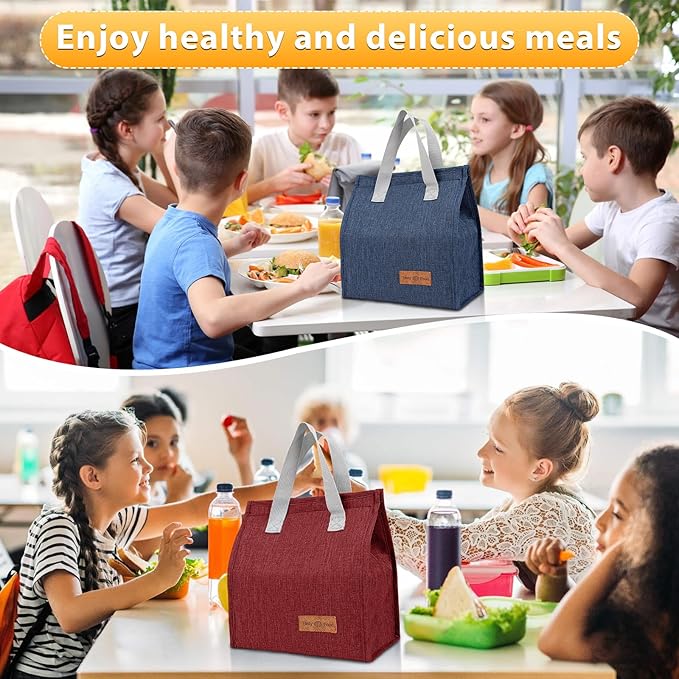 12 Pack Lunch Bags Bulk,Insulated Reusable Lunch Bags with Aluminum for Women Men,Leakproof Tote Large Lunch Box for Office,Work,Beach or Travel(Red)