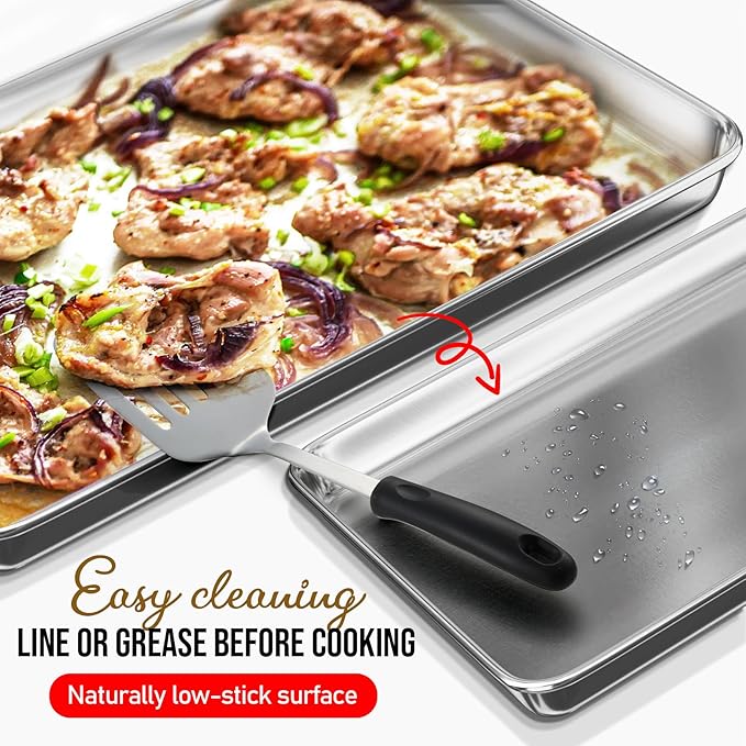 Eatex Aluminum Baking Sheet, Steel Cookie Sheet, 15” x 10” Baking Pan, Warp Resistant Cookie Sheets for Baking Nonstick, Baking Sheets for Oven, Durable Jelly Roll Pan, Durable Sheet Pans for Baking