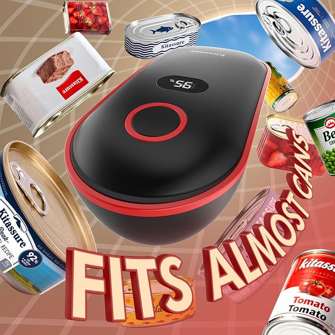 Handsfree Smart Touch Rechargeable Electric Can Opener Easy Flex Side Cut All Can Sizes with LED Display and Smooth Edge Safety for Arthritis & Seniors, Auto Kitchen Christmas Gifts (Black)