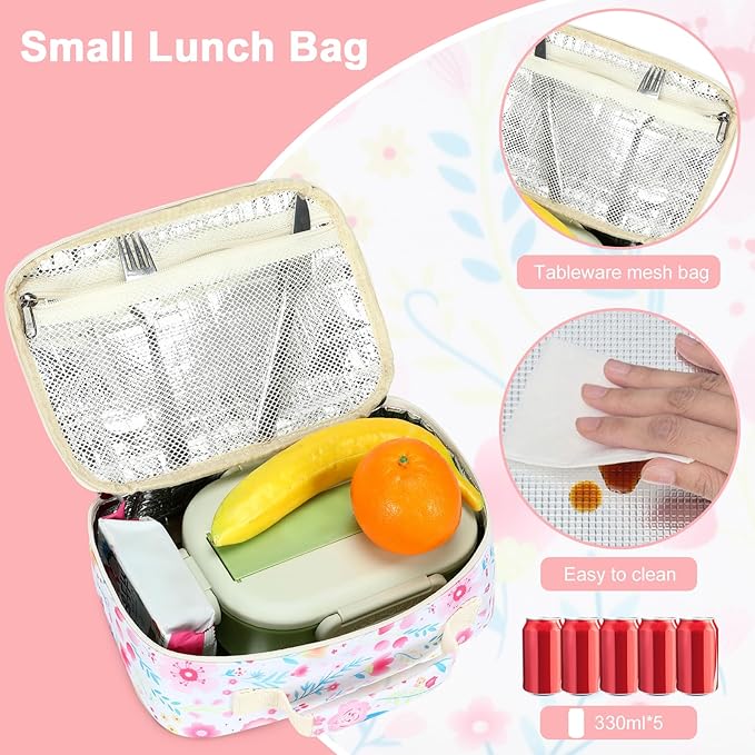 LEDAOU Lunch Bag Kids Lunch Box Girls Boys Insulated Lunch Bag Reusable Lunchbox for School Picnic Hiking Daycare