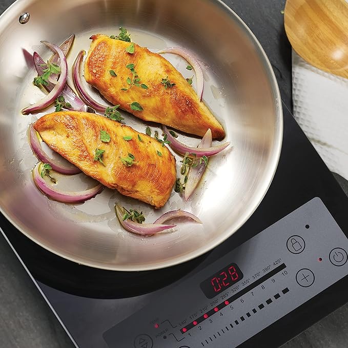 Tramontina Signature Tri-Ply Clad Stainless Steel 3-Quart Braiser Pan with Lid, Induction-Ready, Dishwasher-Safe, NSF-Certified, Made in Brazil