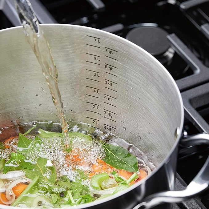 KitchenAid 71003 3-Ply Base Brushed Stainless Steel Stock Pot/Stockpot with Lid, 8 Quart