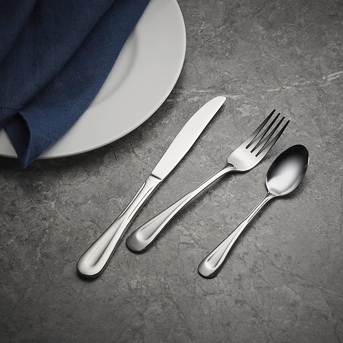 Oneida Silverware Set, Satin Sand Dune 20-Piece Everyday Flatware Set, Service For 4, Sand Blasted Finish, 18/0 Stainless Steel, Dishwasher Safe, Knives Spoons And Forks Sets (Silver, 20 Piece)