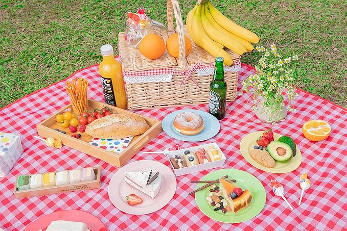 POSATE 60PCS Colorful Disposable Plastic Plates, Heavy Duty Plates for Wedding/Party, 30PCS Dinner Plates 10.25’’ and 30PCS Dessert/Salad Plates 7.5’’, Colorful Plates for Party Event