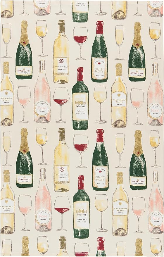 Now Designs Sommelier Printed Kitchen Towel, 18x28 inches
