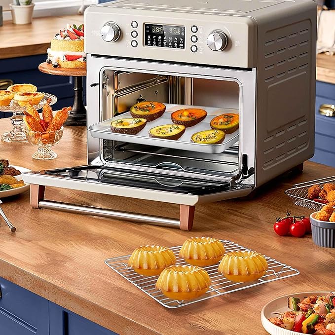 Homikit Baking Sheet with Wire Rack(1 Pan + 1 Rack), 9 x 7 Inches Stainless Steel Small Baking Pan with Cooling Rack, Mini Metal Cookie Bacon Tray for Toaster Oven Baking, Rust Free & Dishwasher Safe