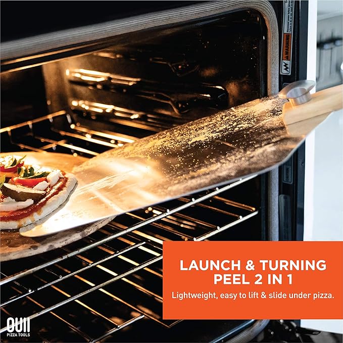 Aluminum Pizza Peel Metal - 12 x 14 Inch. Pizza Spatula for Oven with Foldable Wood Handle. Pizza Oven Accessories Tools. Turning Peel, Bread, Pastry, Dough, Cake Spatula