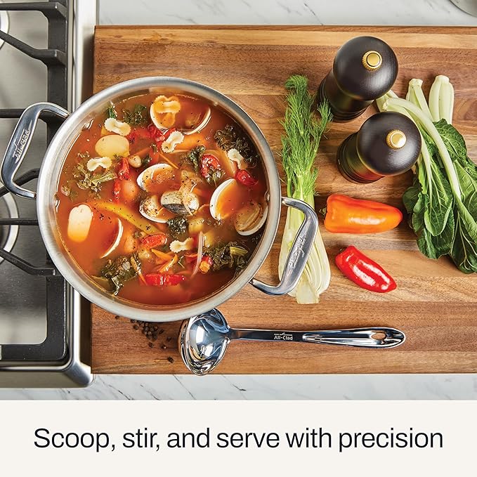 All-Clad Specialty Stainless Steel Kitchen Gadgets Soup Ladle Kitchen Tools, Kitchen Hacks Silver