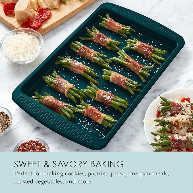 Chicago Metallic Everyday Nonstick Small Baking Sheet, Emerald Green, Durable Carbon Steel for Perfect Baking