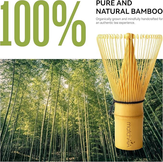 Premium Bamboo Matcha Whisk (Chasen) - Handcrafted Traditional 100-Prong Japanese Tea Whisk for Ceremonial Matcha & Modern Lattes