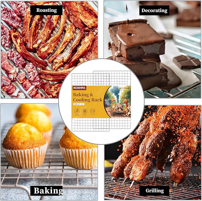 2PCS Cooling Racks for Cooking and Baking, 10" x 15" Stainless Steel Wire Rack for Baking Sheet, Grilling, Roasting, Drying, Oven and Dishwasher Safe
