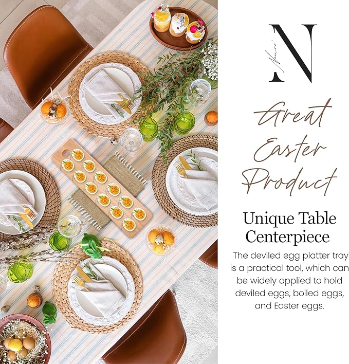 Namre' Wooden Deviled Egg Platter - Holiday Entertaining Deviled Egg Plate & Charcuterie Board - Recipes Included.