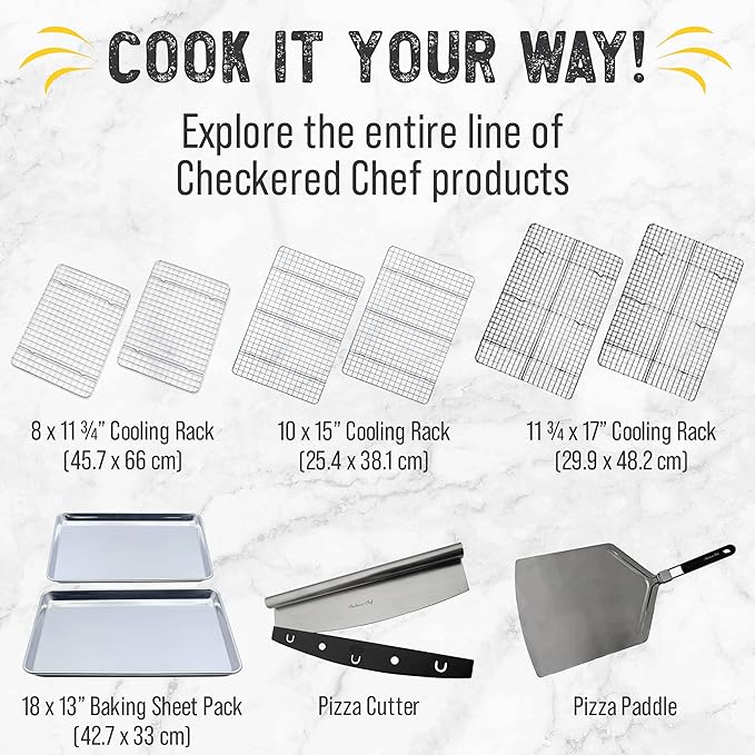 Checkered Chef Cooling Rack for Cooking and Baking, Multi Pack - Set of 3 Stainless Steel, Grid Wire Cookie Cooling Racks, Oven and Dishwasher Safe