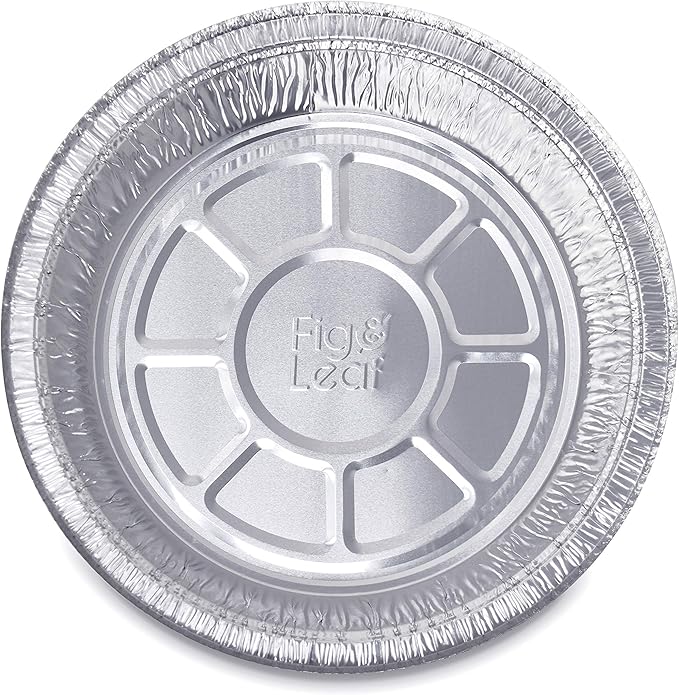 Fig & Leaf (45 Pack) Premium 9-Inch Round Foil Pans with Plastic Dome LIDS l Heavy Duty l Disposable Aluminum Tin for Roasting, Baking, Cake or Cooking