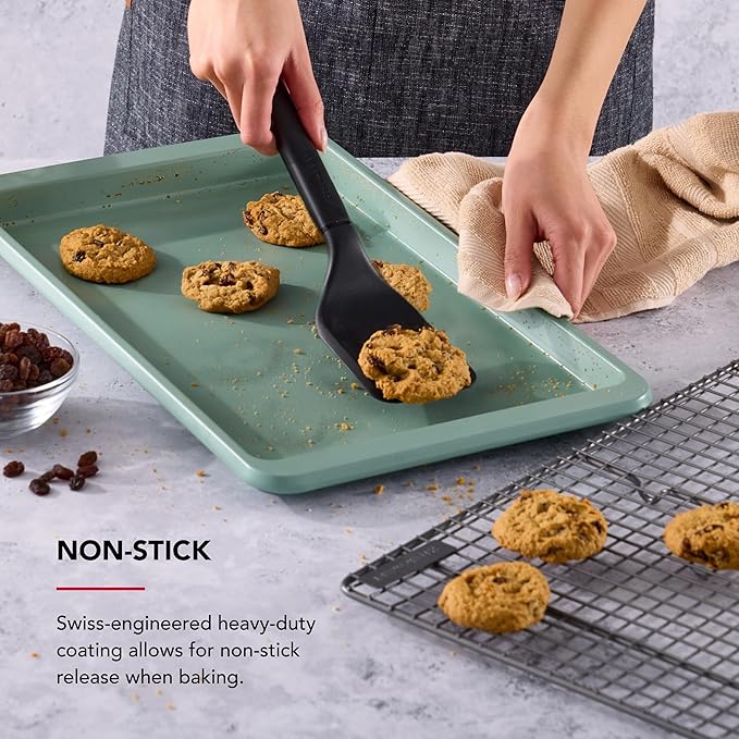 KitchenAid Nonstick Swiss Engineered Aluminized Steel Baking Sheet, Dishwasher Safe, 10 x 15 Inch, Cardamom