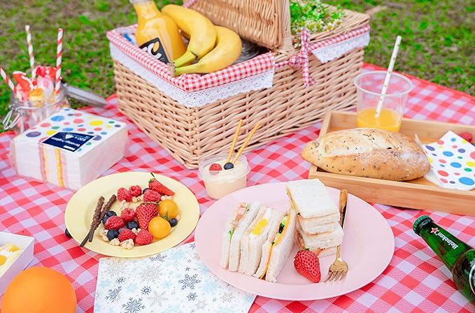 POSATE Plastic Plates Disposable 60 PCS, Heavy Duty 30 Dinner Plates 10.25" and 30 Dessert Plates 7.5" for Party, Pink