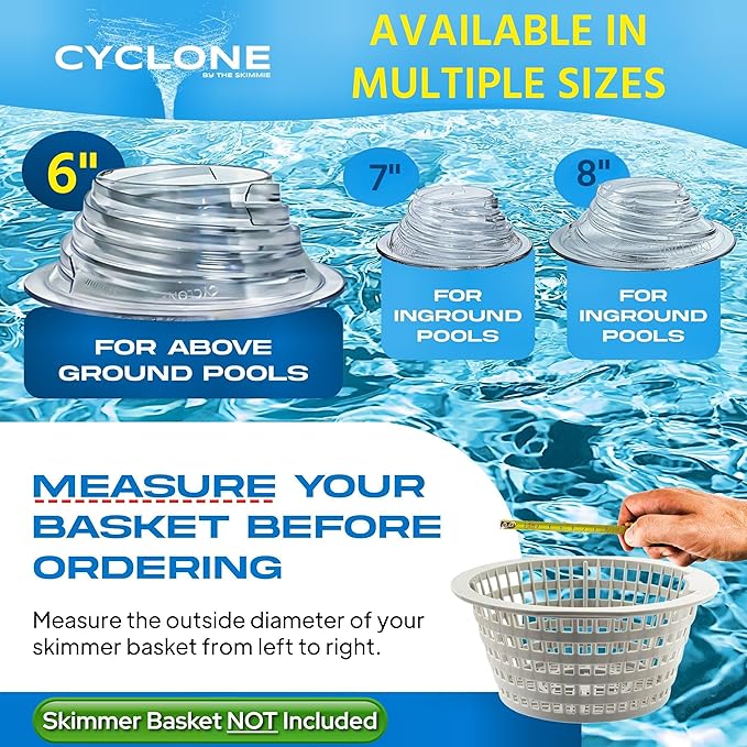 The Skimmie Cyclone 6" (Skimmer Basket NOT Included) - ONLY for Above Ground Pools - Turbocharges Pool Skimmer Water Flow - Improves Pool Surface Cleaning - Essential Pool Accessories