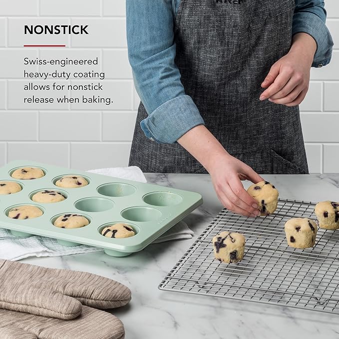 KitchenAid 12-Cup Nonstick Aluminized Steel Muffin Pan, Pistachio
