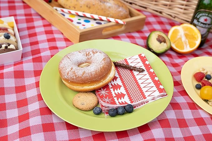 POSATE Plastic Plates Disposable 60 PCS, Heavy Duty 30 Dinner Plates 10.25" and 30 Dessert Plates 7.5" for Party, Green