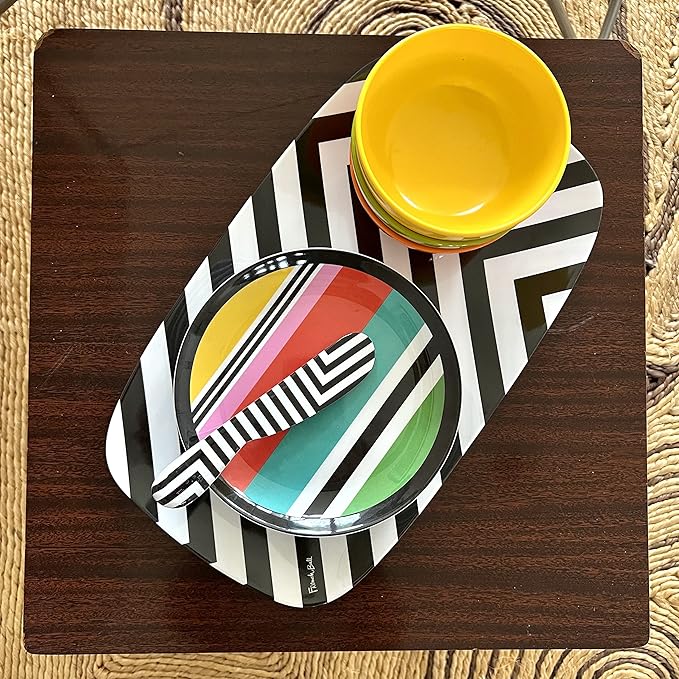 French Bull 13" Rectangular Platter - Melamine Platters and Serving Ware - Plate, Dish, Serving, Collection - Black & White