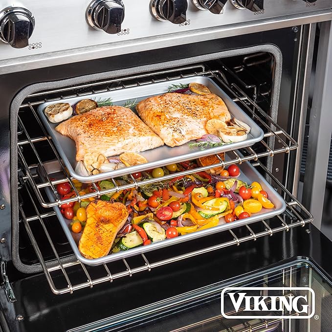 Viking Premium 18-Inch Nonstick Baking Sheet Pan, Made without PFAS, Heavy Gauge Aluminized Steel Cookie Sheet with Reinforced Iron Frame, Oven Safe to 475F