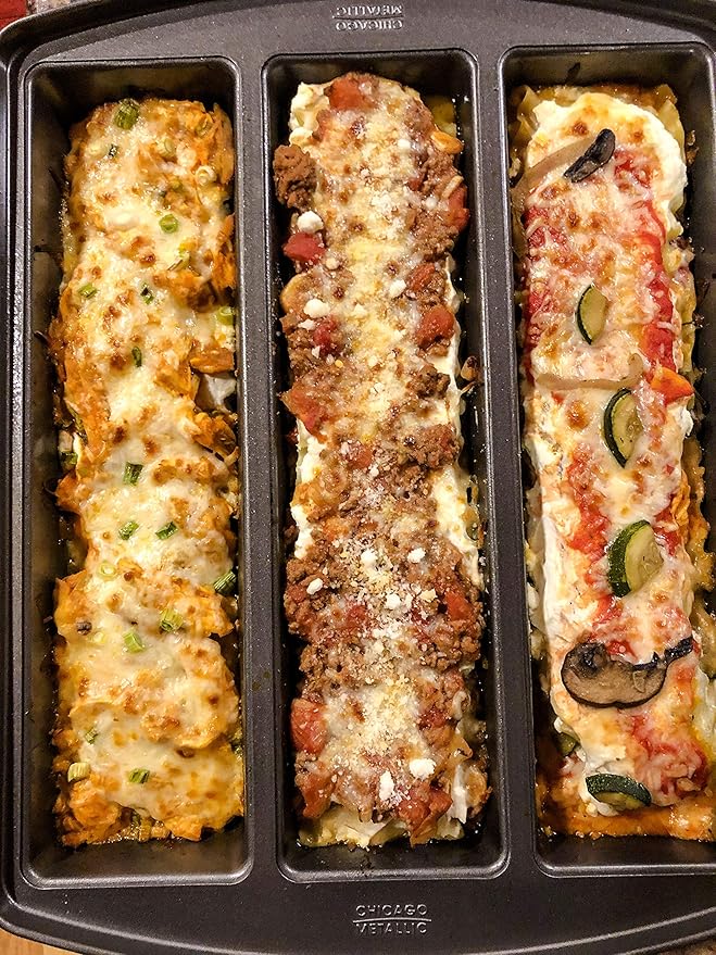 Chicago Metallic Professional Lasagna Trio Pan, Perfect for loaf breads, cakes and more 12.5 by 16 by 3 inches, Silver (Pack of 12)