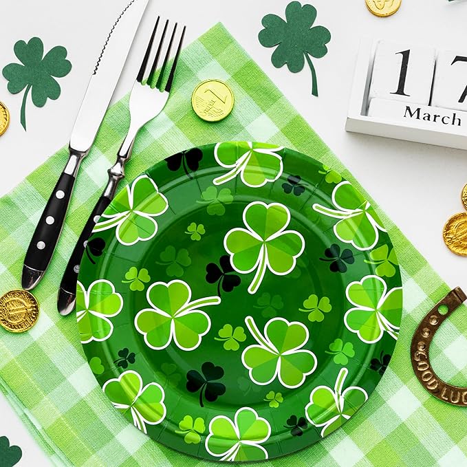 St Patrick's Day 40Pcs Disposable Paper Plates,Including 20pcs 9" and 20pcs 7" Plates,Strong and Sturdy Disposable Plates for St Patrick's Day Party, Dinner, Holiday, Picnic,Dinner Table, Wedding