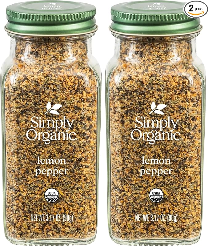 Simply Organic Lemon Pepper, 1-pound Bulk Bag, Zesty Spice Blend, Great with Seafood, Chicken, Pasta and Veggies (Pack of 2)