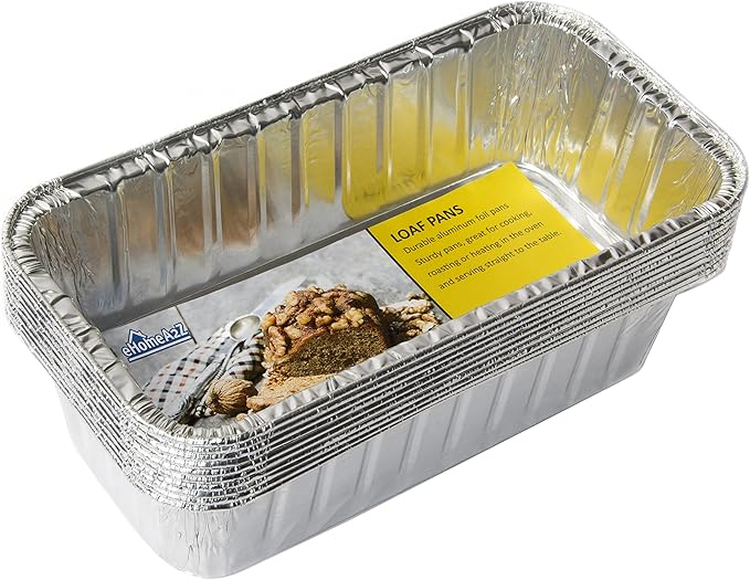 EHOMEA2Z Disposable Aluminum Loaf Pans 2lb for Baking, Serving and Storing - Heat Resistant Disposable Bread Loaf Pan Ideal for Hot/Cold Foods, Freezer & Oven Safe (10 Pack)