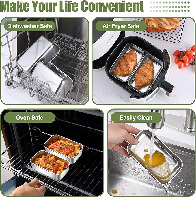 P&P CHEF Mini Loaf Pans Set, 8 PCS Small Bread Loaf Pan for Baking, 6.3 x 3.5 Inch Stainless Steel Baking Pans for Homemade Bread, Meatloaf, Cake and Brownies, Healthy & Non Toxic, Dishwasher Safe