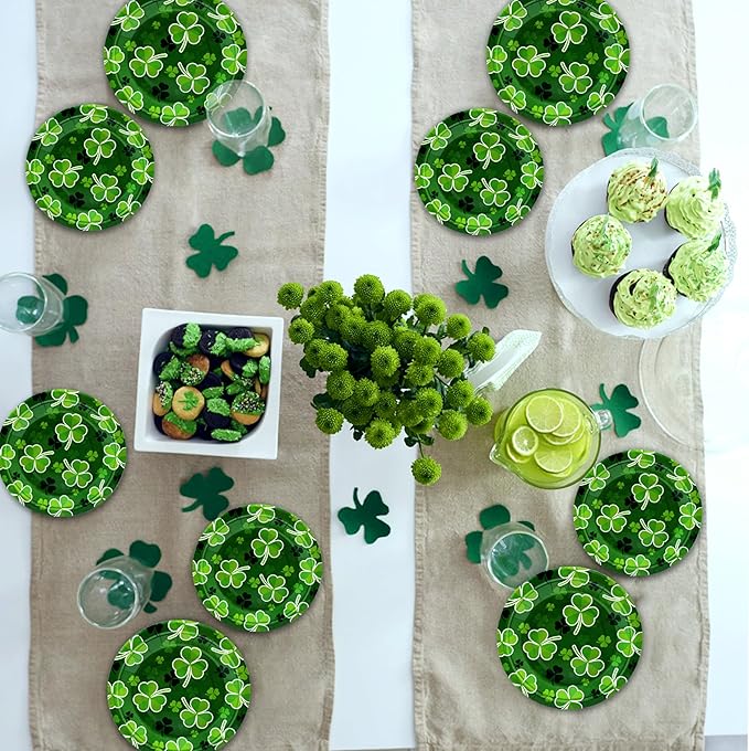 St Patrick's Day 40Pcs Disposable Paper Plates,Including 20pcs 9" and 20pcs 7" Plates,Strong and Sturdy Disposable Plates for St Patrick's Day Party, Dinner, Holiday, Picnic,Dinner Table, Wedding