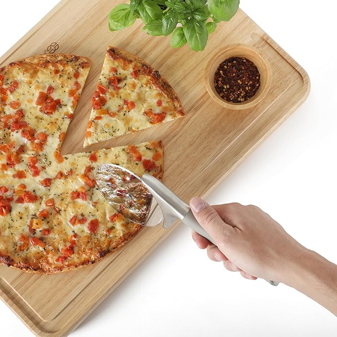 Calphalon Edge Stainless Steel Pizza Cutter w/Thermoplastic Rubber Handle - Taupe