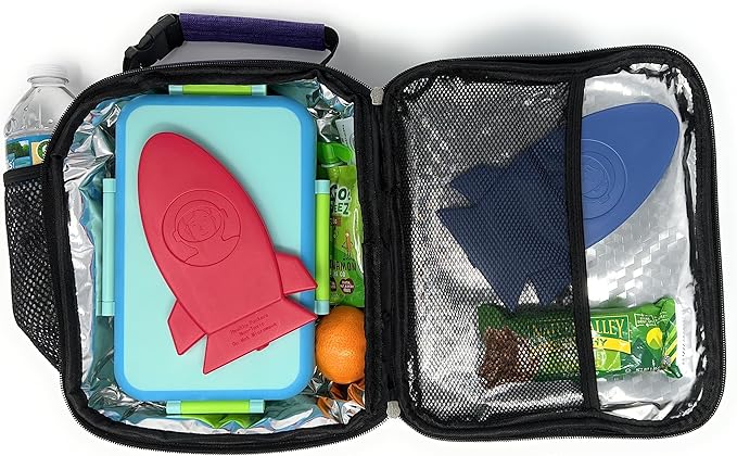 Healthy Packers® Slim Reusable Ice Packs for Lunch Boxes Kids and Adults | Long‑Lasting Thin Freezer Packs for Coolers, Bento Boxes,Lunch Bags, Travel, School Meals, and Meal Prep (3-Pack | Spaceship)