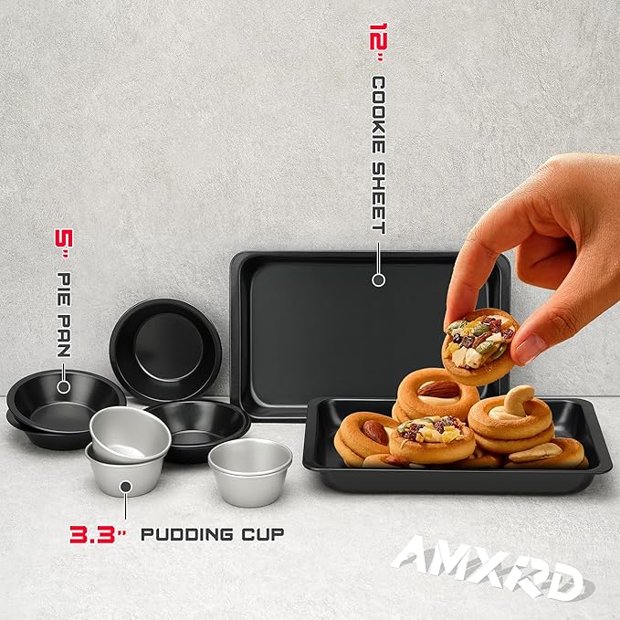 5 inch Mini Pie Pans, 8-Piece Small Round Cake Pan, Reusable Nonstick Carbon Steel Pie Tins for Oven and Instant Pot Baking
