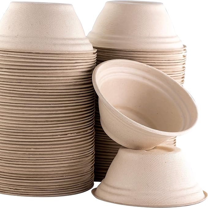Vet-Grade Biodegradable Disposable Tan Kraft Pet Bowls Bulk 200Pk 8 Oz/1 Cup. Non-Toxic Food and Water Dishes for Puppies, Small Dogs or Cats. Sturdy and Leakproof for Healthy Pets!