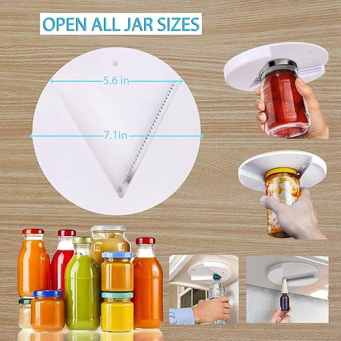 40 Pack Jar Opener for Seniors - Under Cabinet Jar Openers for Weak Hands, Easy Grip, Arthritis jar opener, One Handed Gadgets & Bottle Opener - Essential Kitchen Gadgets for Home Assistance