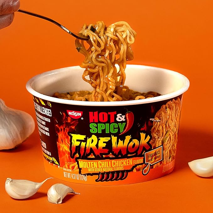 Nissin Hot & Spicy Fire Wok, Molten Chili Chicken, 4.37 Ounce (Pack of 6)