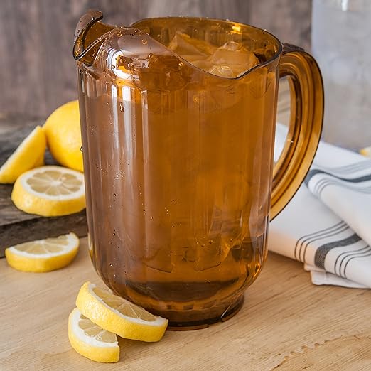 Carlisle FoodService Products Versapour Plastic Pitcher for Kitchen and Restaurant, Polycarbonate, 60 Ounces, Amber, (Pack of 6)