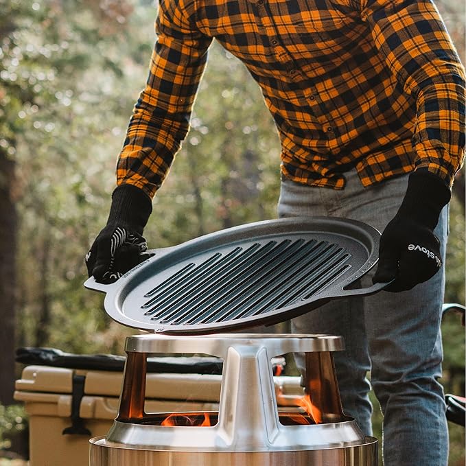 Solo Stove Large Cast Iron Grill Top, Cookware for Bonfire and Yukon fire pit, Fireplace accessory, Cooking surface: 17.75", Weight: 17 lbs