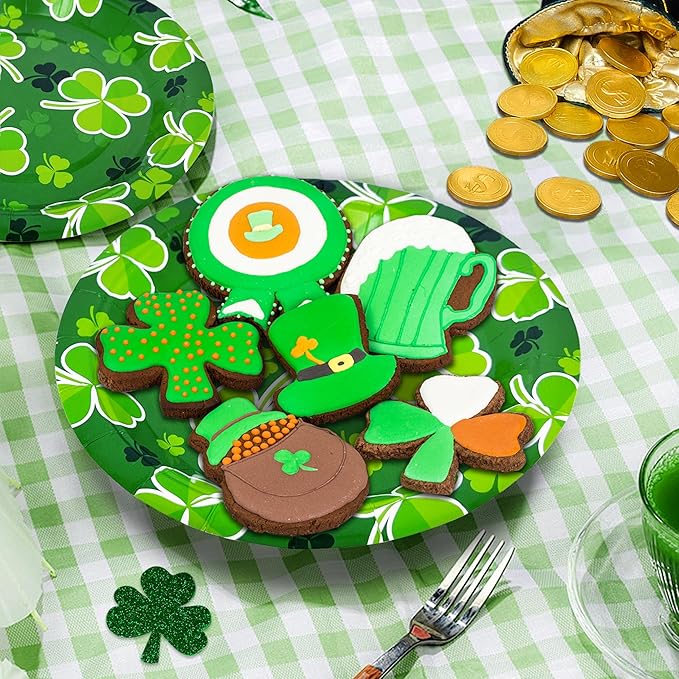 St Patrick's Day 40Pcs Disposable Paper Plates,Including 20pcs 9" and 20pcs 7" Plates,Strong and Sturdy Disposable Plates for St Patrick's Day Party, Dinner, Holiday, Picnic,Dinner Table, Wedding
