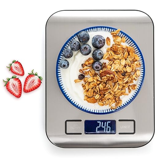 Moss and Stone Digital Kitchen Scale Food Multifunction Accuracy Digital Scale LCD Display 11 Lb 5 Kg, Food Scales Digital Weight Grams and Oz, Baking Scale, Stainless Steel Small Food Scale