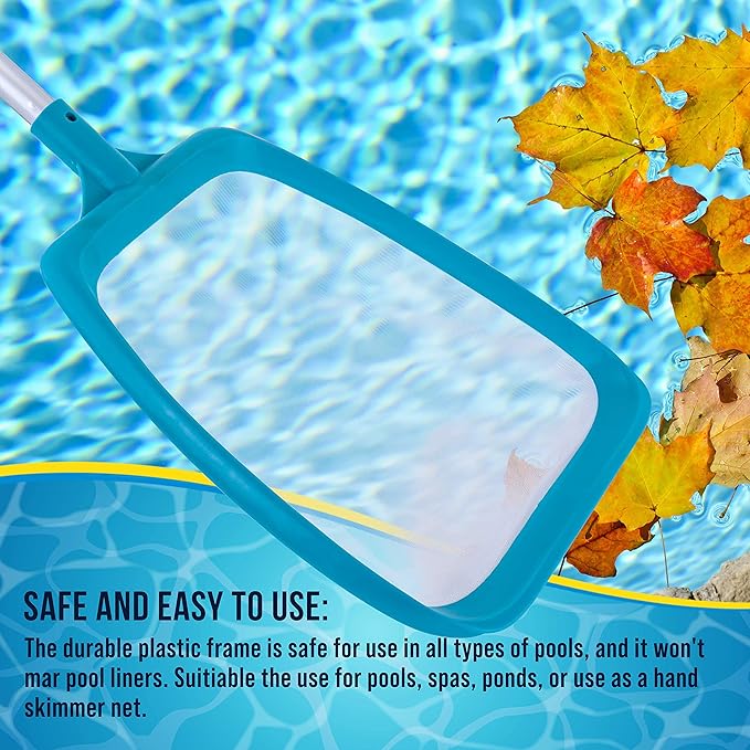 U.S. Pool Supply Professional Spa, Hot Tub, Pool Hand Leaf Skimmer Net with 17" Aluminum Pole - Ultra Fine Mesh Netting, Clean the Finest Debris - Pond, Kid Kiddie Inflatable Pool Cleaning Maintenance
