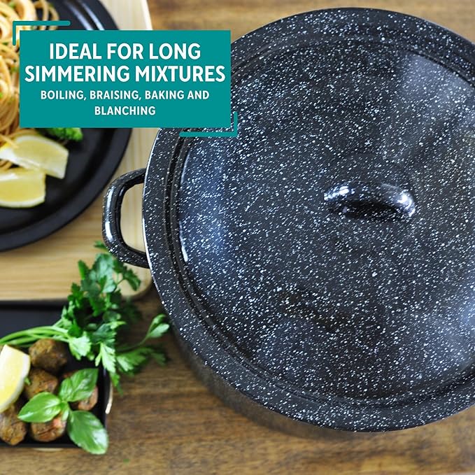 MIRRO 7.75qt Enamel Stock Pot, Black