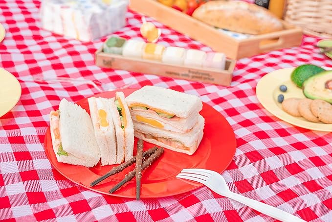 POSATE Plastic Plates Disposable 60 PCS, Heavy Duty 30 Dinner Plates 10.25" and 30 Dessert Plates 7.5" for Party, Red