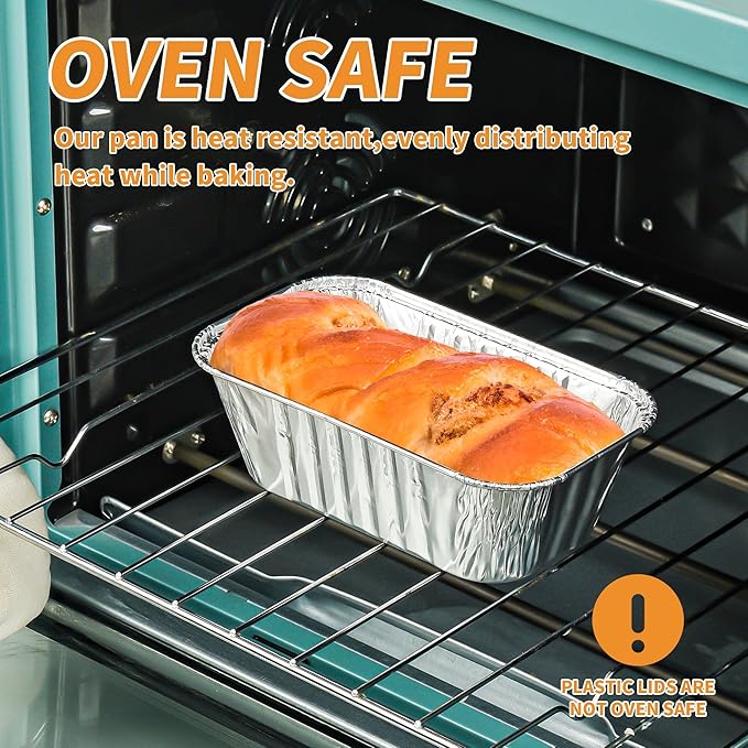 30 Pcs Disposable Mini Aluminum Loaf Pans with Chear Lids, 6x3.5x2 inch 1 Lb Foil Loaf Pans & Aluminum Food Containers, Small Aluminum Tin Foil Baking Pan for Cakes, Bread, Meat, Loaves